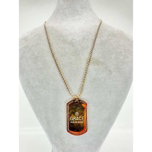 Bronz Yazılı Zincirli Kolye Bronz Yazılı Zincirli Kolye